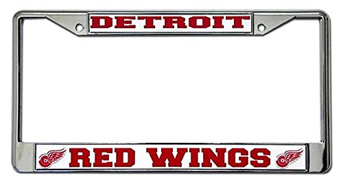 Official National Hockey League Fan Shop Licensed NHL Shop Authentic Chrome License Plate Frame and Chrome Colored Auto Emblem (Detroit Red Wings)