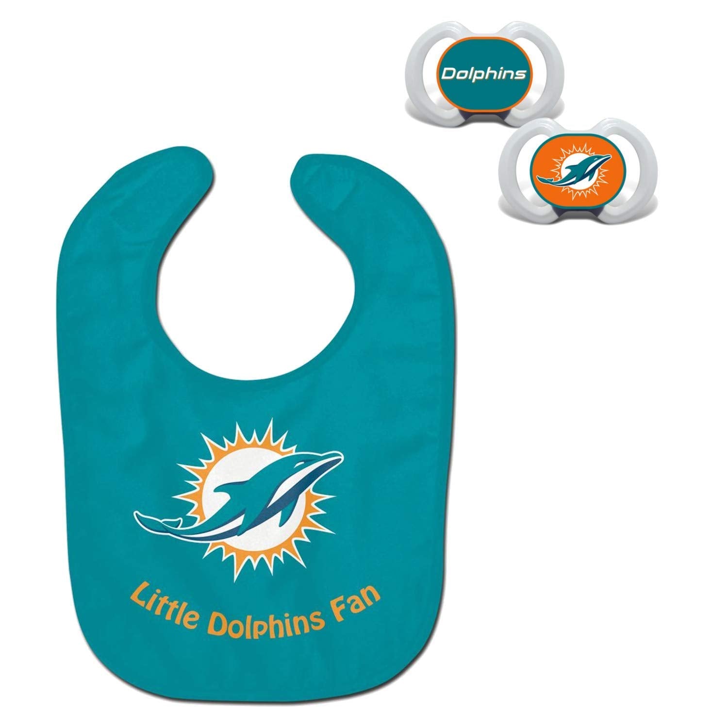 Official NFL Fan Shop Authentic Baby Pacifier and Bib Bundle Set. Start Out Early in Joining The Fan Club and Show Support for Your Favorite Football Team