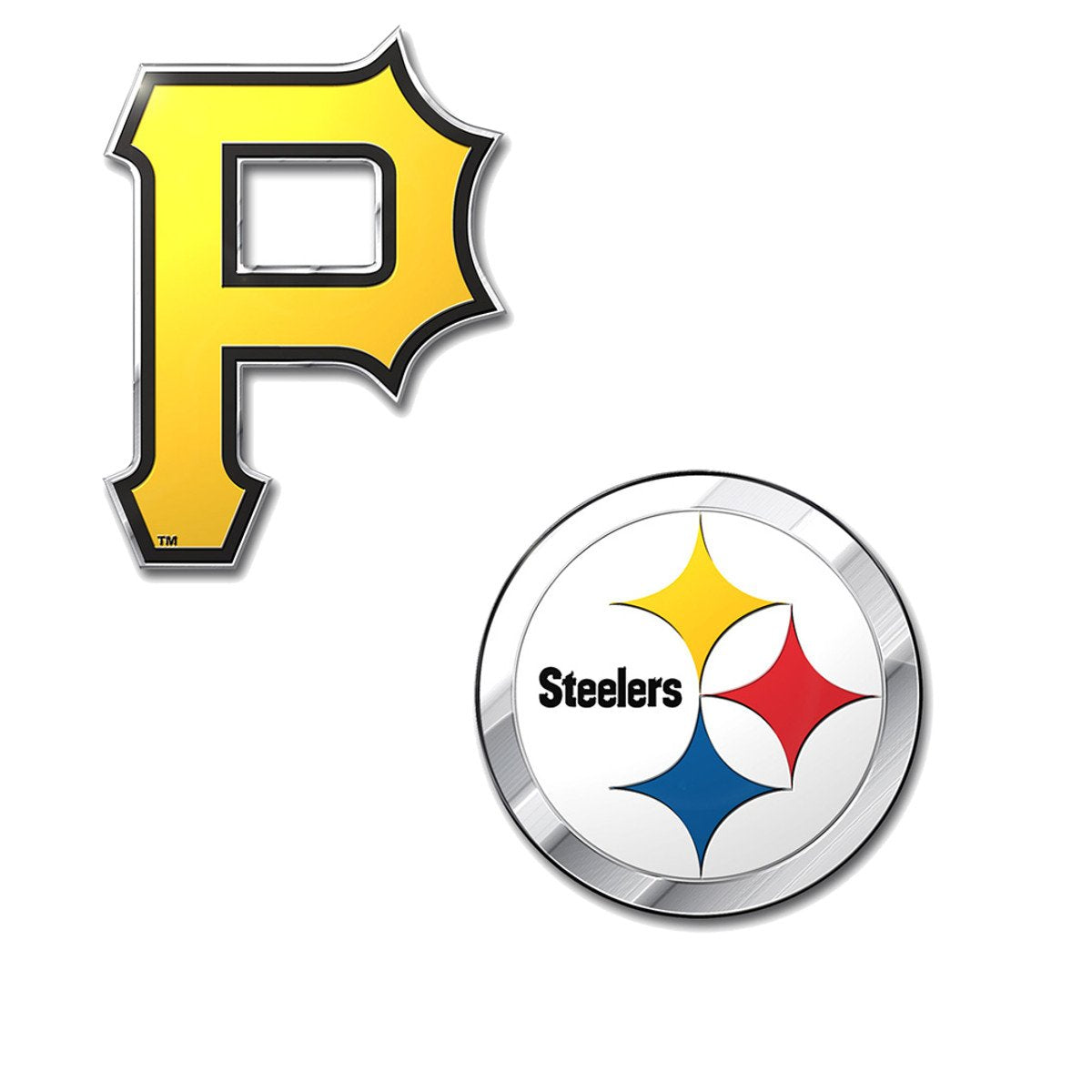 Professional Sports Teams Chrome Outlined Colored Auto Emblem. Emblems available in NFL and MLB sets or NHL and MLB sets. Show Pride in two Sports