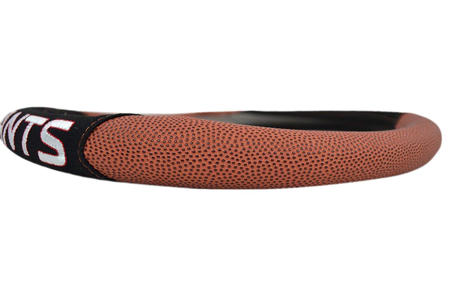 NFL Fan Shop Auto Bundle. Premium Pigskin Leather Accented Steering Wheel Cover with Embroidered Team Name and Logo along with a 3-Pack of Team Helmet Air Fresheners