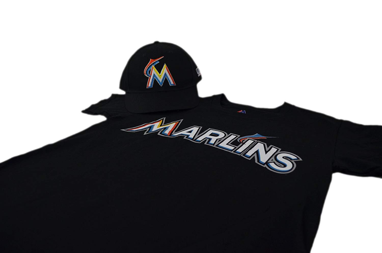Majestic Major League Baseball Fan Shop Team T-Shirt and Adjustable Cap (Miami Marlins, Youth X-Large)
