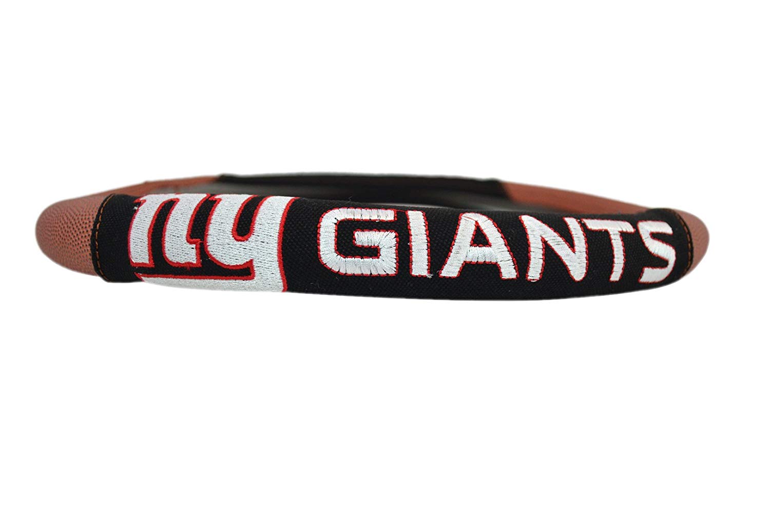 NFL Fan Shop Auto Bundle. Premium Pigskin Leather Accented Steering Wheel Cover with Embroidered Team Name and Logo along with a 3-Pack of Team Helmet Air Fresheners