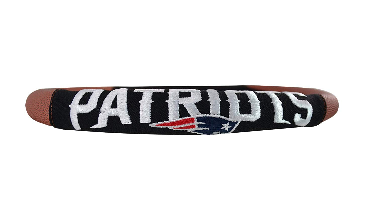 NFL Fan Shop Auto Bundle. Premium Pigskin Leather Accented Steering Wheel Cover with Embroidered Team Name and Logo along with a 3-Pack of Team Helmet Air Fresheners