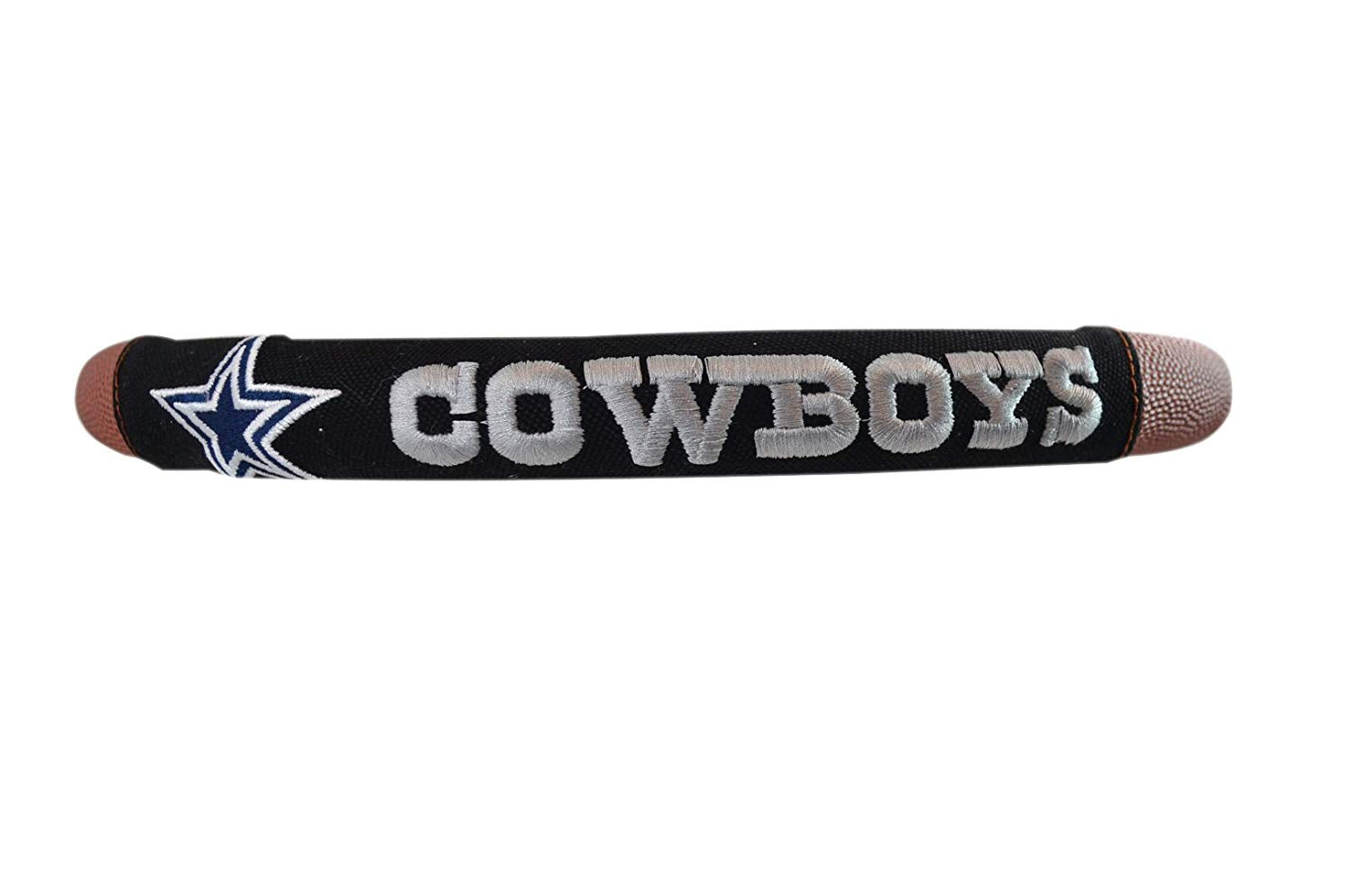 NFL Fan Shop Auto Bundle. Premium Pigskin Leather Accented Steering Wheel Cover with Embroidered Team Name and Logo along with a 3-Pack of Team Helmet Air Fresheners