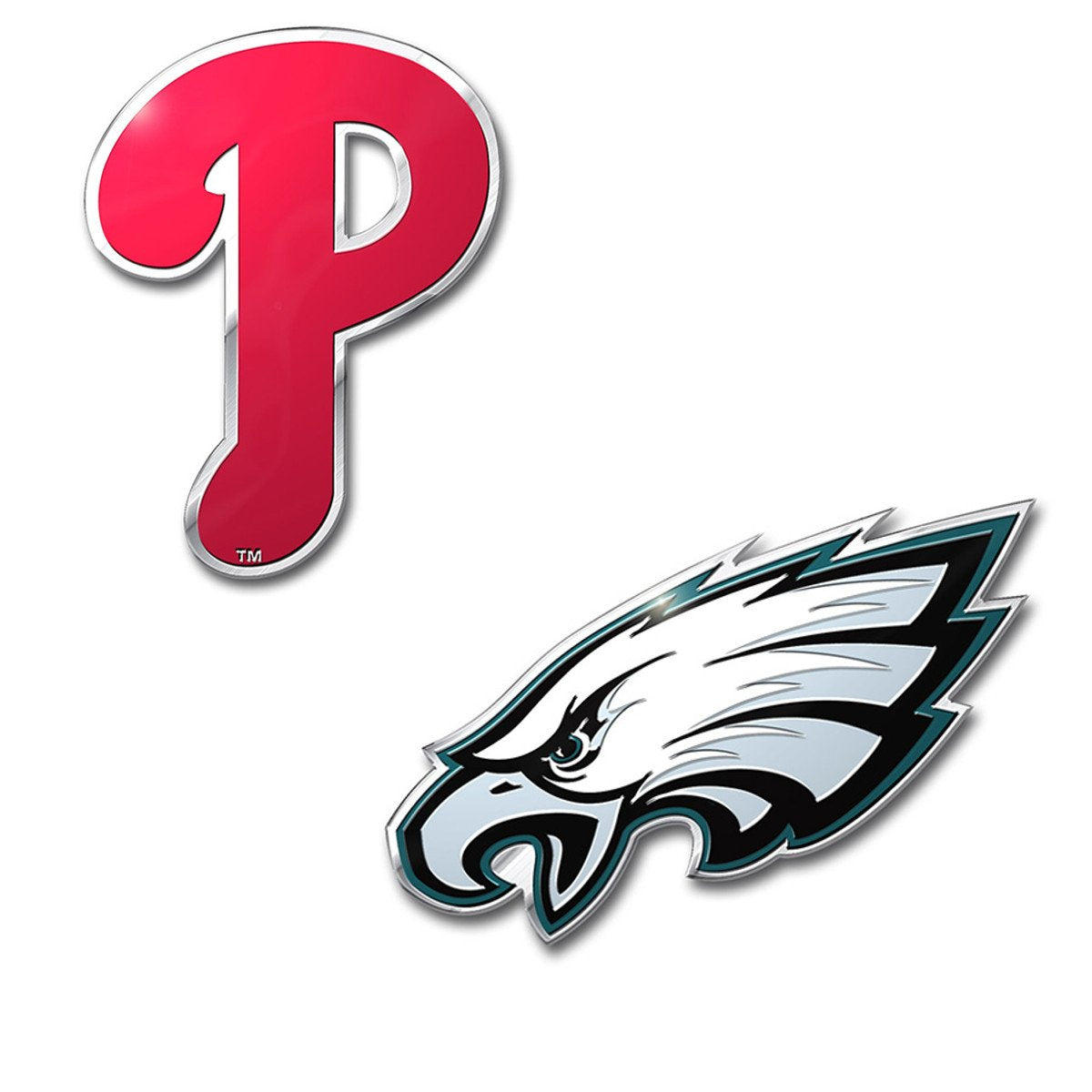 Professional Sports Teams Chrome Outlined Colored Auto Emblem. Emblems available in NFL and MLB sets or NHL and MLB sets. Show Pride in two Sports