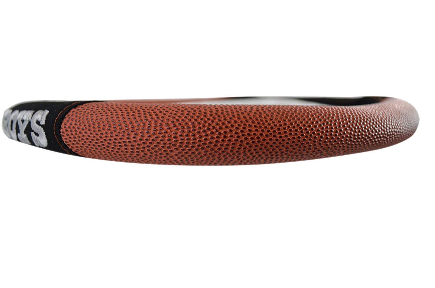 NFL Fan Shop Auto Bundle. Premium Pigskin Leather Accented Steering Wheel Cover with Embroidered Team Name and Logo along with a 3-Pack of Team Helmet Air Fresheners