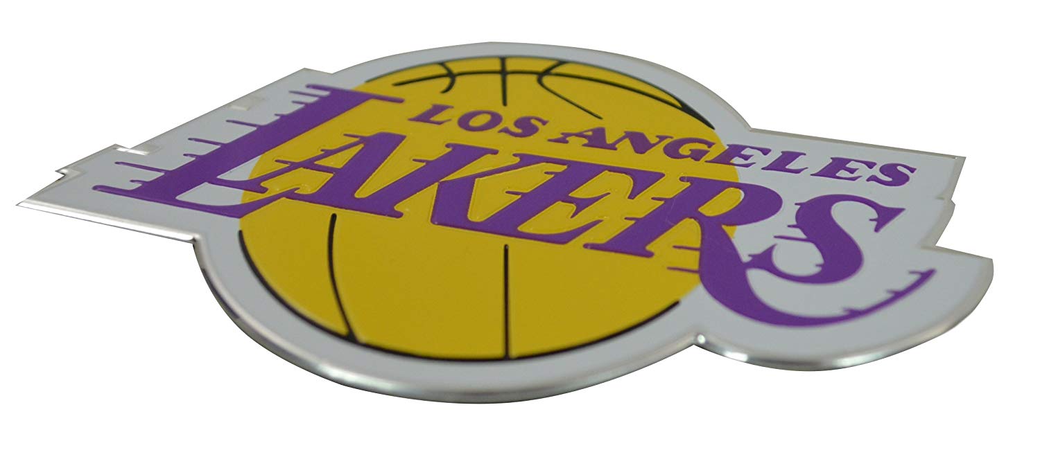Official NBA Shop Authentic Chrome License Plate Frame and Matching Colored Auto Emblem (Los Angeles Lakers)