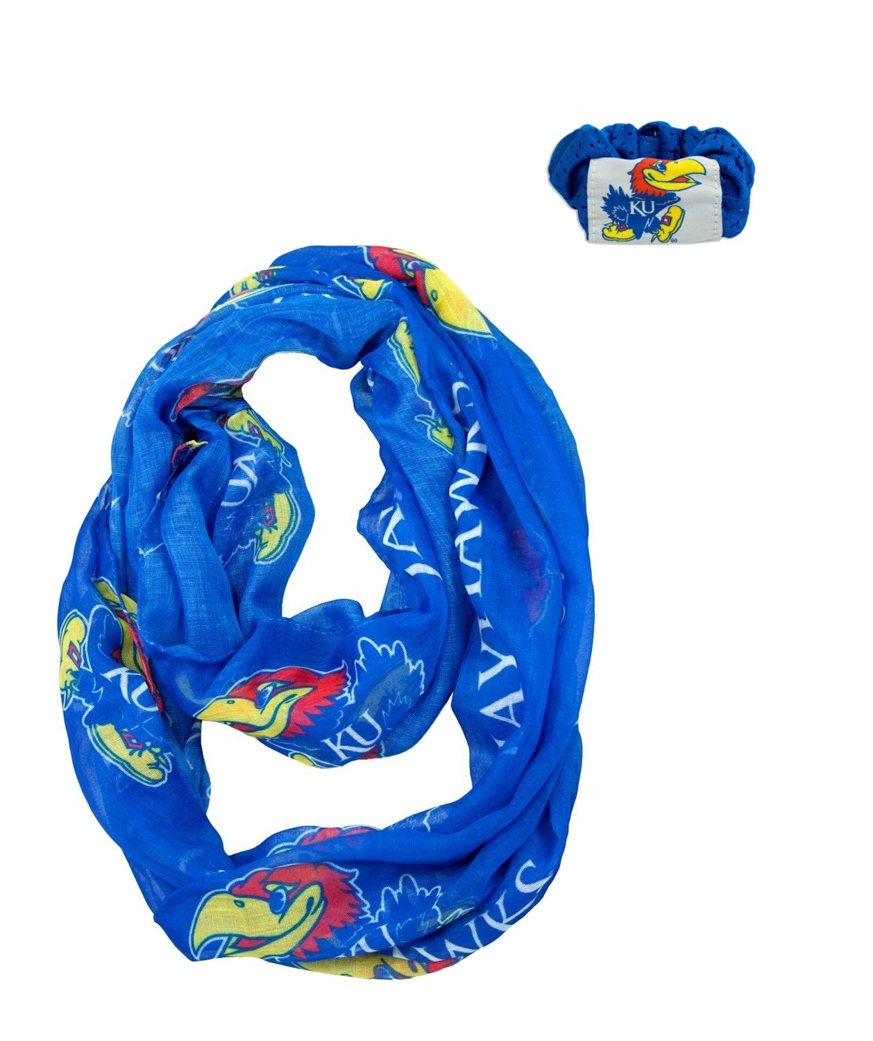 NCAA Merchandise Official National Collegiate Athletic Association Fan Shop Authentic NCAA Infinity Scarf and Hair Twist - Scrunchie Set. Show School Pride Everywhere