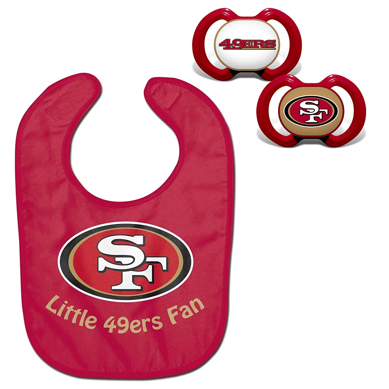 Official NFL Fan Shop Authentic Baby Pacifier and Bib Bundle Set. Start Out Early in Joining The Fan Club and Show Support for Your Favorite Football Team