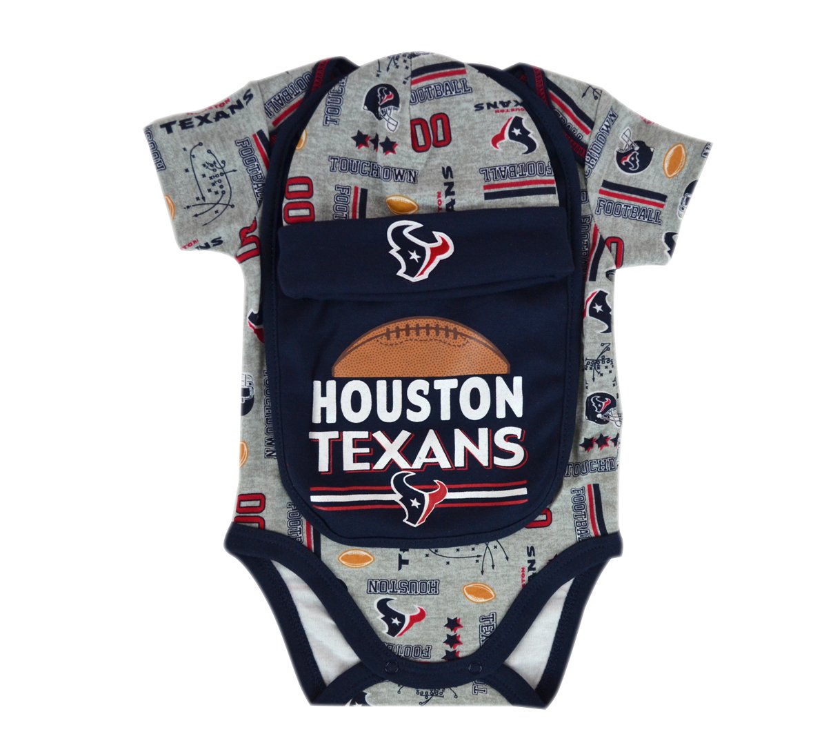 Official National Football League Fan Shop Authentic NFL Baby 3-pc Body Suit Onesie, Cap and Bib Bundled Set