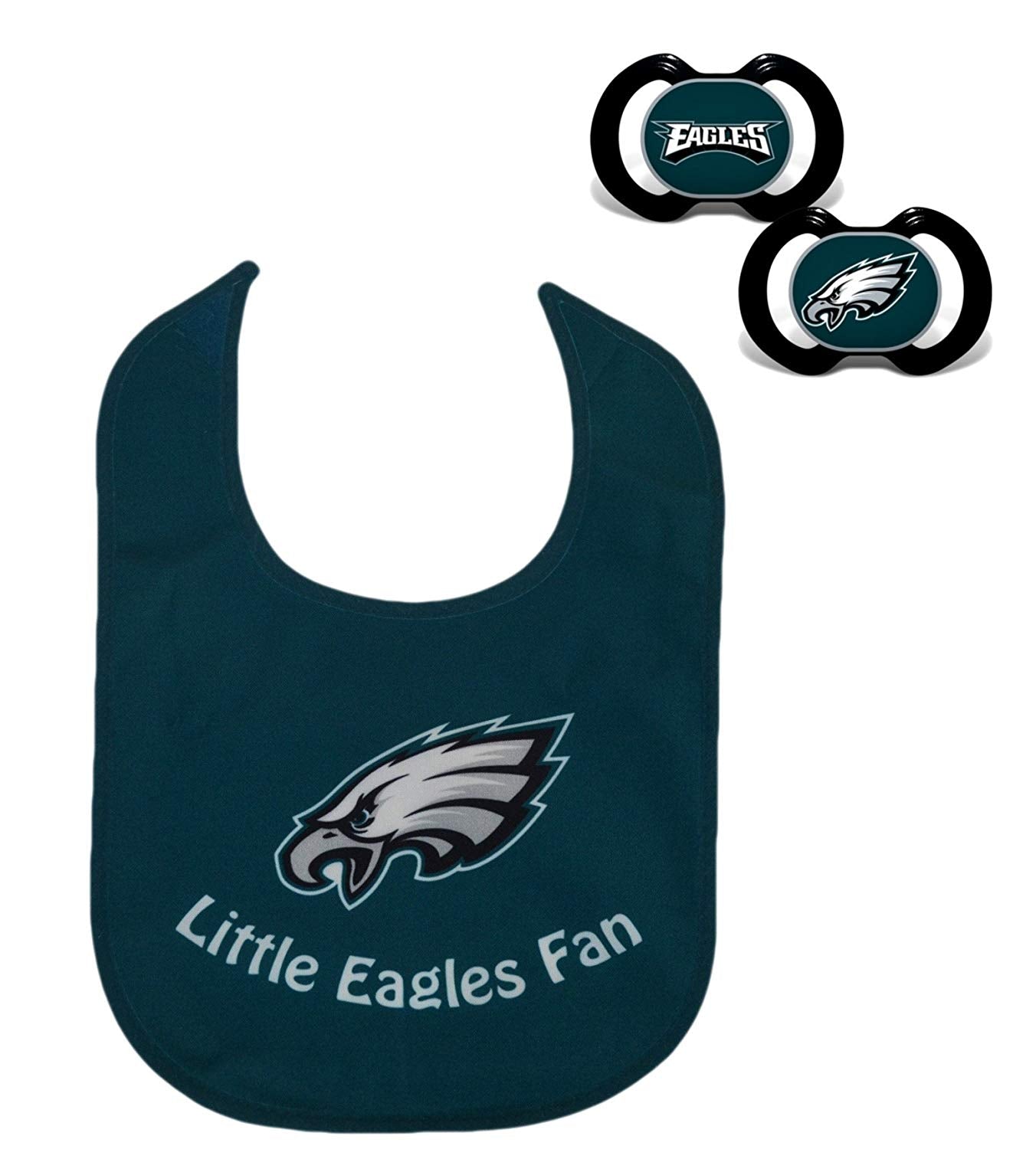 Official NFL Fan Shop Authentic Baby Pacifier and Bib Bundle Set. Start Out Early in Joining The Fan Club and Show Support for Your Favorite Football Team