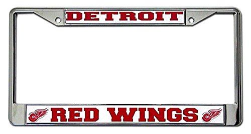 Official National Hockey League Fan Shop Licensed NHL Shop Authentic Chrome License Plate Frame and Chrome Colored Auto Emblem (Detroit Red Wings)