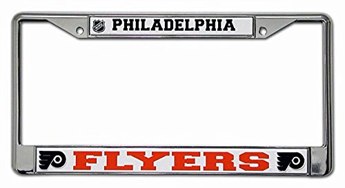 Official National Hockey League Fan Shop Licensed NHL Shop Authentic Chrome License Plate Frame and Chrome Colored Auto Emblem (Philadelphia Flyers)