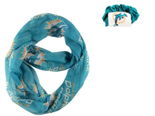 Official National Football League Fan Shop Authentic NFL Womens Infinity Scarf and Hair Scrunchie Bundle Set