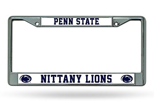 NCAA Official National Collegiate Athletic Association Fan Shop Licensed Shop Authentic Chrome License Plate Frame and Matching Chrome Outlined Colored Auto Emblem