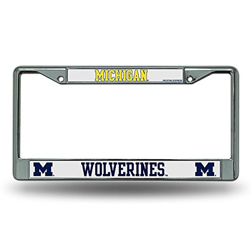NCAA Official National Collegiate Athletic Association Fan Shop Licensed Shop Authentic Chrome License Plate Frame and Matching Chrome Outlined Colored Auto Emblem