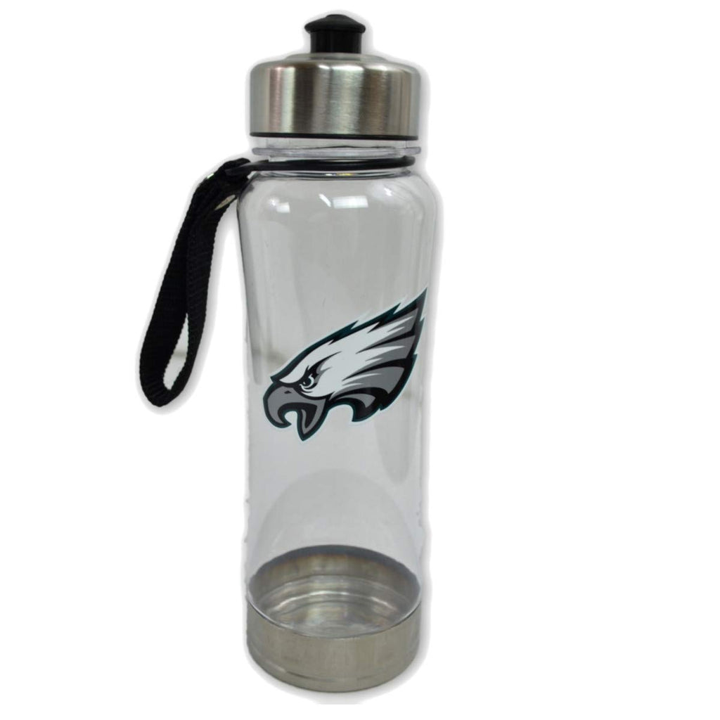 Duck House Official National Football League Fan Shop Authentic 2-Pack NFL Stainless Steel and Clear Clip-On 20oz Stainless Steel Water Bottle Bundle