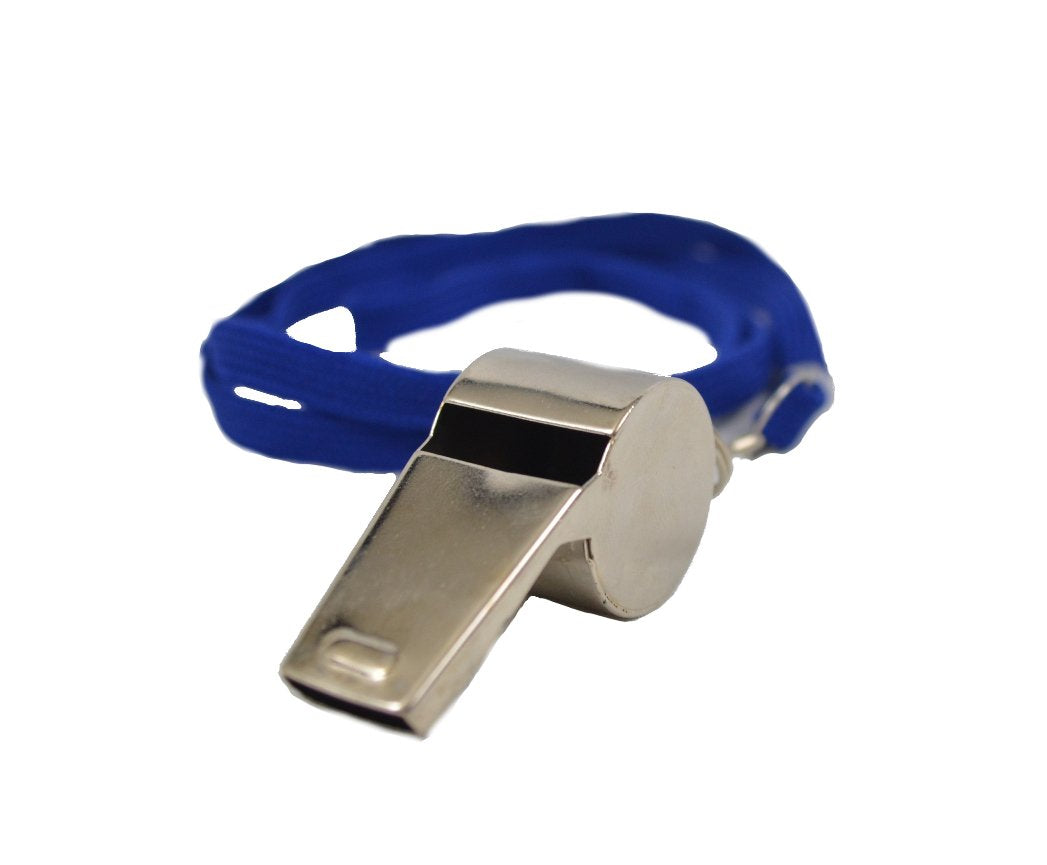 Coaches and Referees 2-Pack Metal Whistles with Lanyard. Extra Loud Whistles Great for All Sports Including Football, Swimming, Soccer and for Lifeguards. Long Lasting and Will Operate Even When Wet.