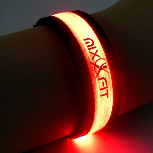 Mixxfit 2-Pack Reflective LED Adjustable High Visibility Armbands. Running Hiking Cycling Jogging in Dusk and at Night - Safety First