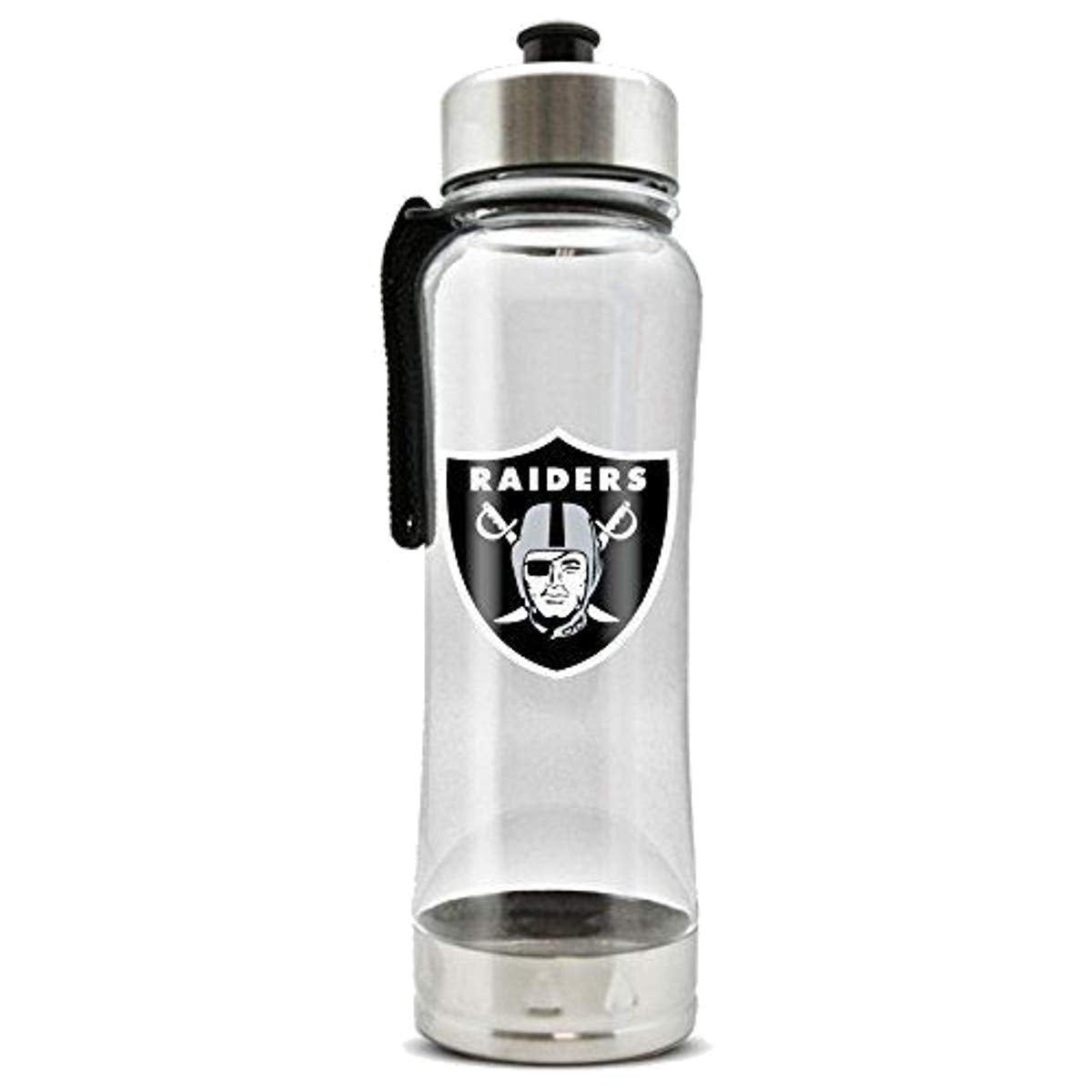 Duck House Official National Football League Fan Shop Authentic 2-Pack NFL Stainless Steel and Clear Clip-On 20oz Stainless Steel Water Bottle Bundle
