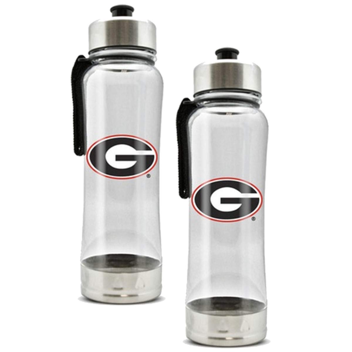 Duck House Official National Collegiate Athletic Association Fan Shop Authentic 2-Pack NCAA College Clear Clip-On 16oz Stainless Steel Water Bottle Bundle