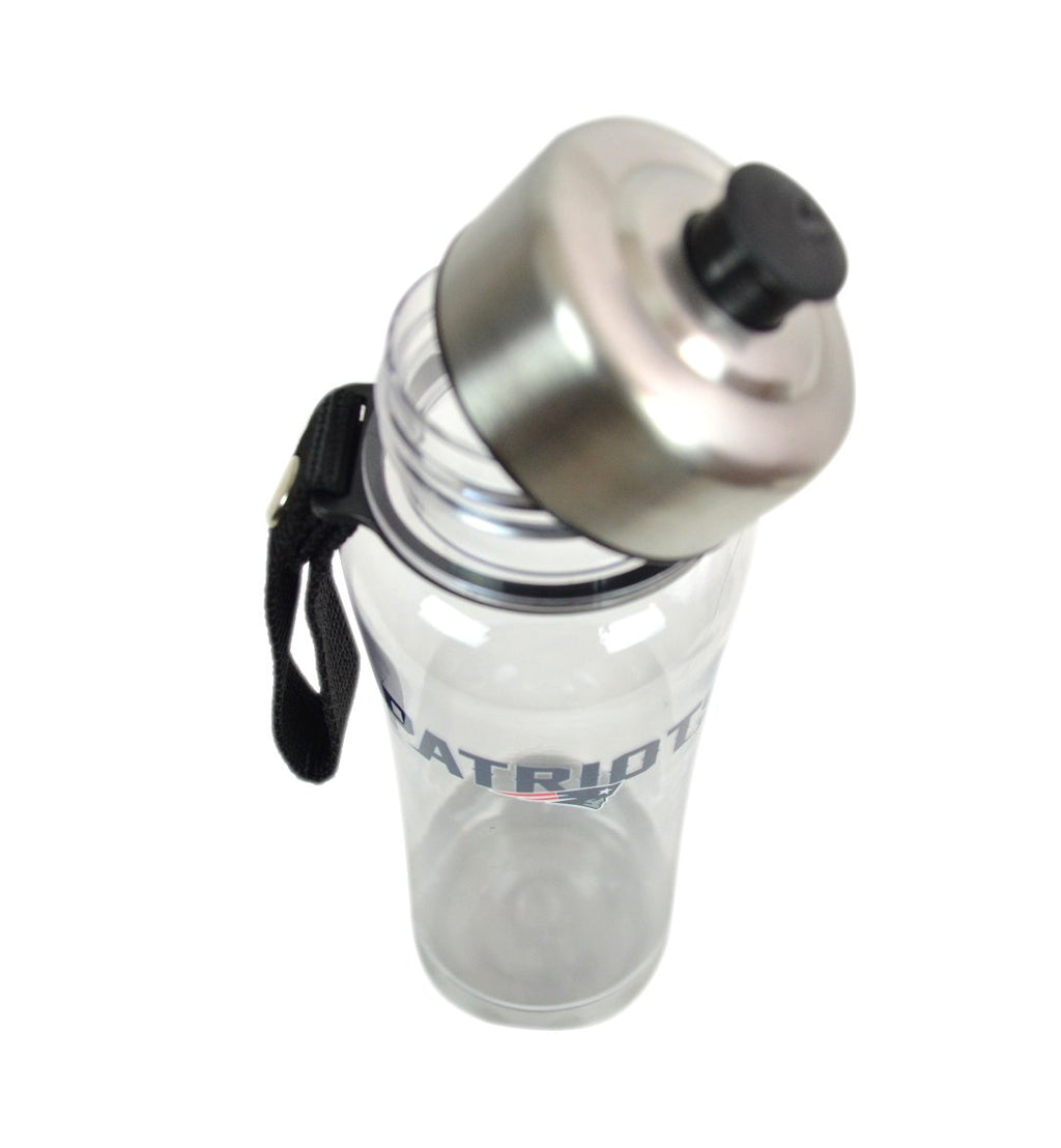 Duck House Official National Football League Fan Shop Authentic 2-Pack NFL Stainless Steel and Clear Clip-On 20oz Stainless Steel Water Bottle Bundle