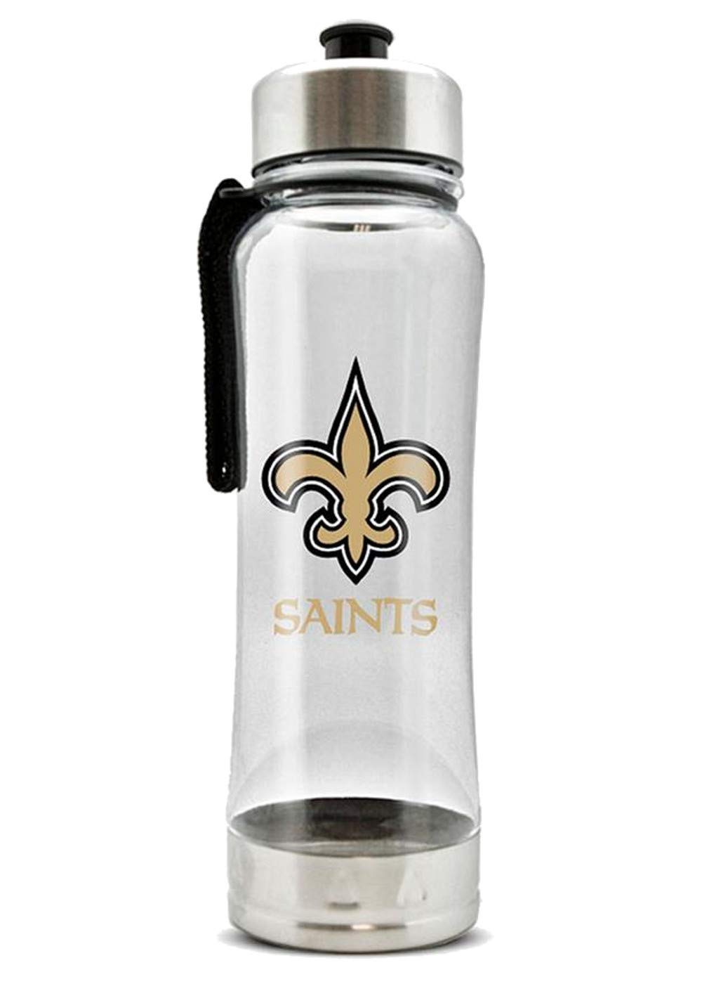 Duck House Official National Football League Fan Shop Authentic 2-Pack NFL Stainless Steel and Clear Clip-On 20oz Stainless Steel Water Bottle Bundle