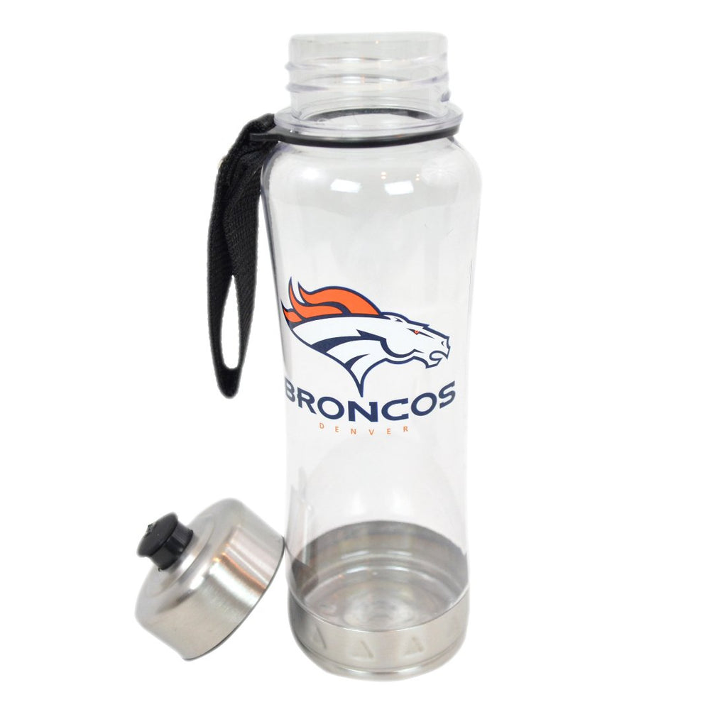 Duck House Official National Football League Fan Shop Authentic 2-Pack NFL Stainless Steel and Clear Clip-On 20oz Stainless Steel Water Bottle Bundle