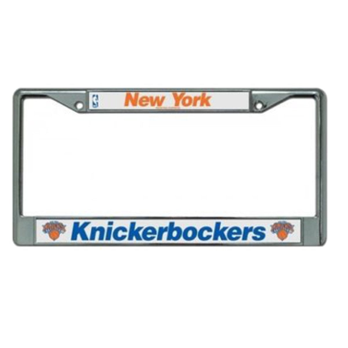 NBA Official Shop Authentic Chrome License Plate Frame and Matching Colored Auto Emblem (New York Knicks)