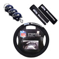 Fremont Die/TeamProMark Official National Football League Fan Shop Authentic NFL Auto Accessories Bundle - Team Steering Wheel Cover, Air Fresheners and Seat Belt Cover