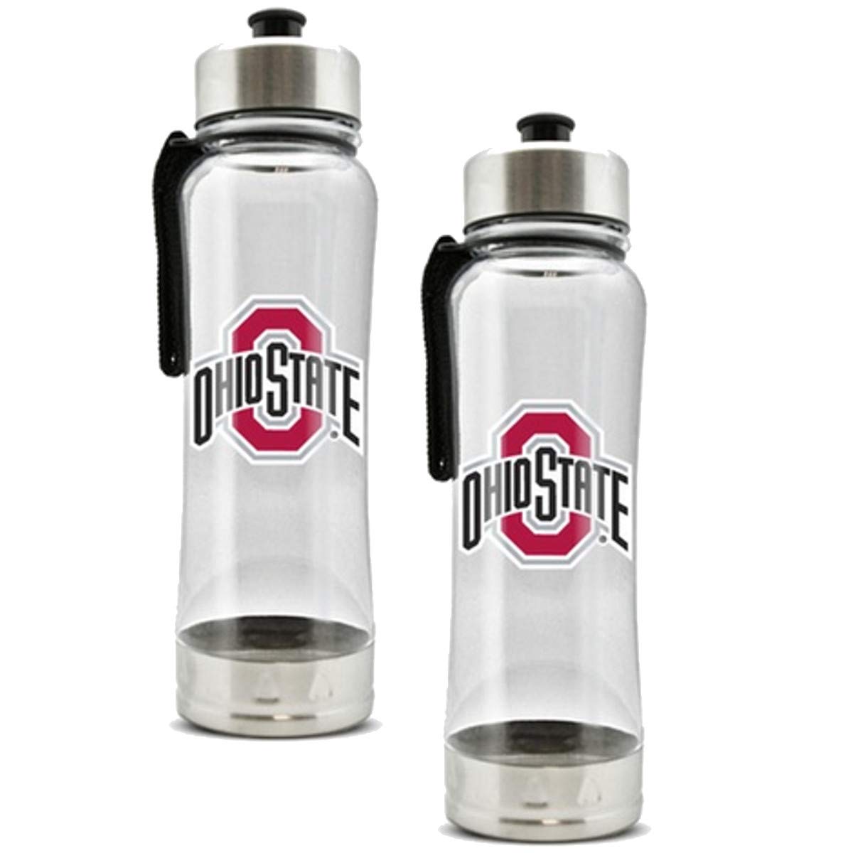 Duck House Official National Collegiate Athletic Association Fan Shop Authentic 2-Pack NCAA College Clear Clip-On 16oz Stainless Steel Water Bottle Bundle