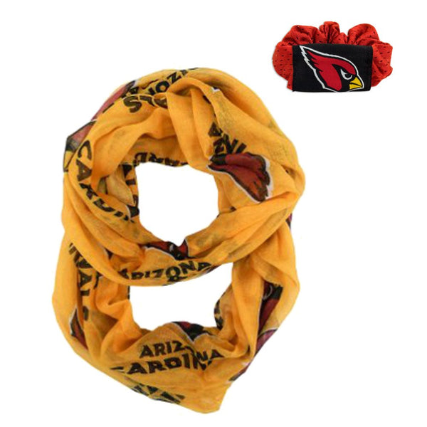 Official National Football League Fan Shop Authentic NFL Womens Infinity Scarf and Hair Scrunchie Bundle Set