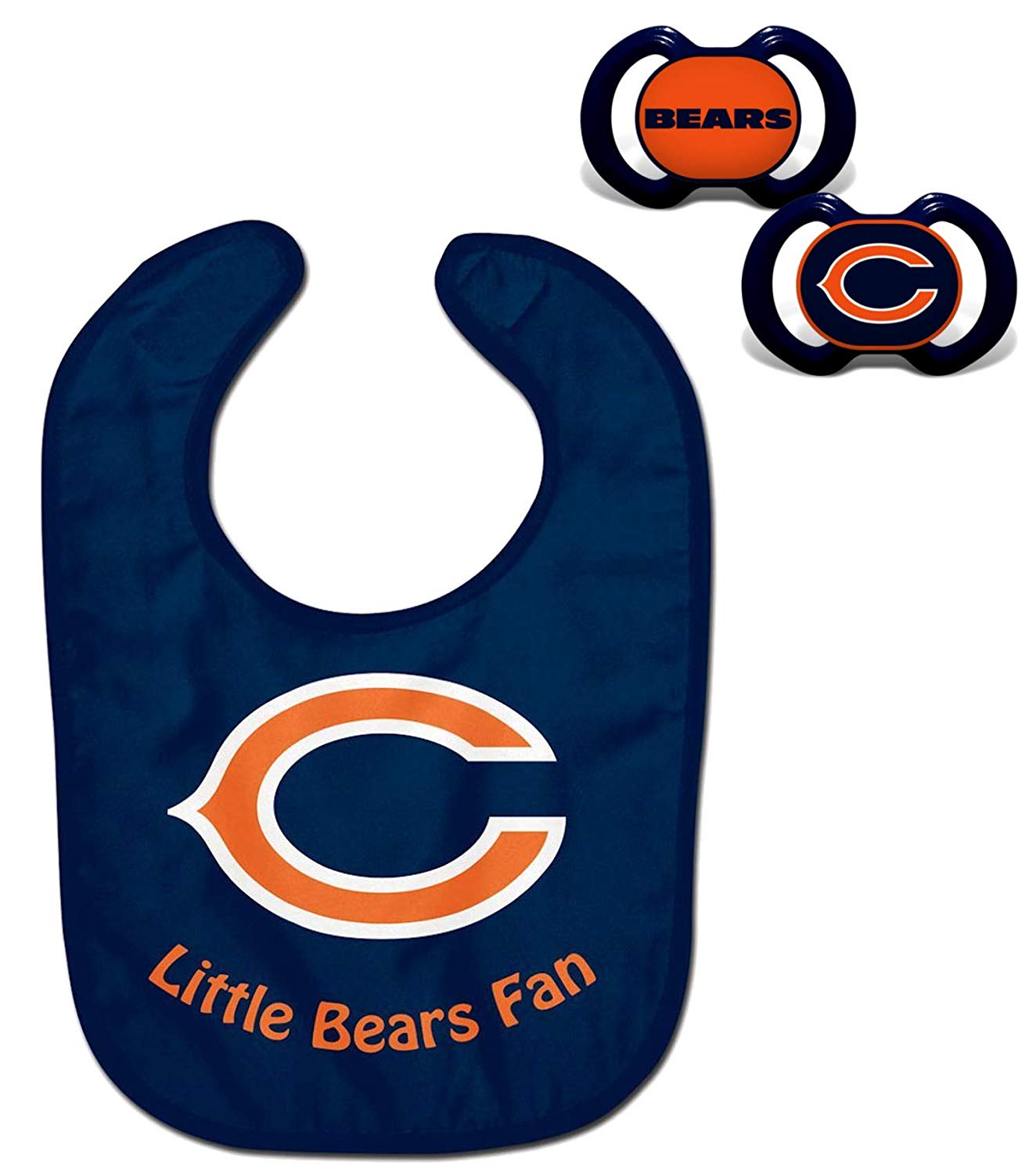 Official NFL Fan Shop Authentic Baby Pacifier and Bib Bundle Set. Start Out Early in Joining The Fan Club and Show Support for Your Favorite Football Team