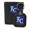Official Major League Baseball Fan Shop Authentic Genuine Leather MLB Trifold Wallet and Key Chain Bundled Set