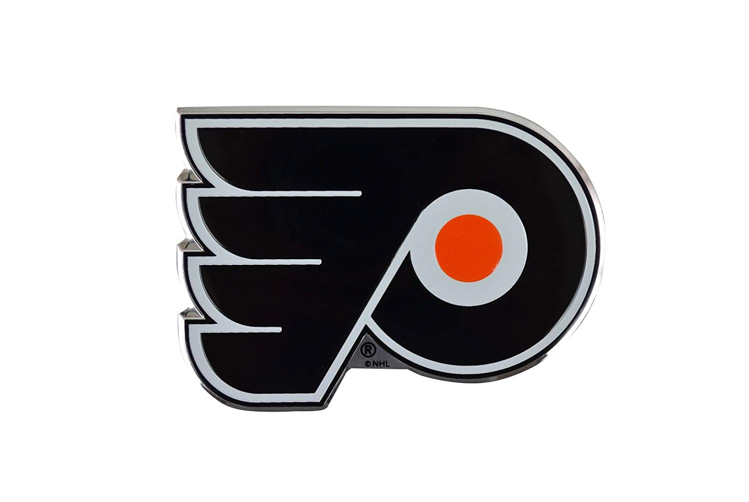 Official National Hockey League Fan Shop Licensed NHL Shop Authentic Chrome License Plate Frame and Chrome Colored Auto Emblem (Philadelphia Flyers)