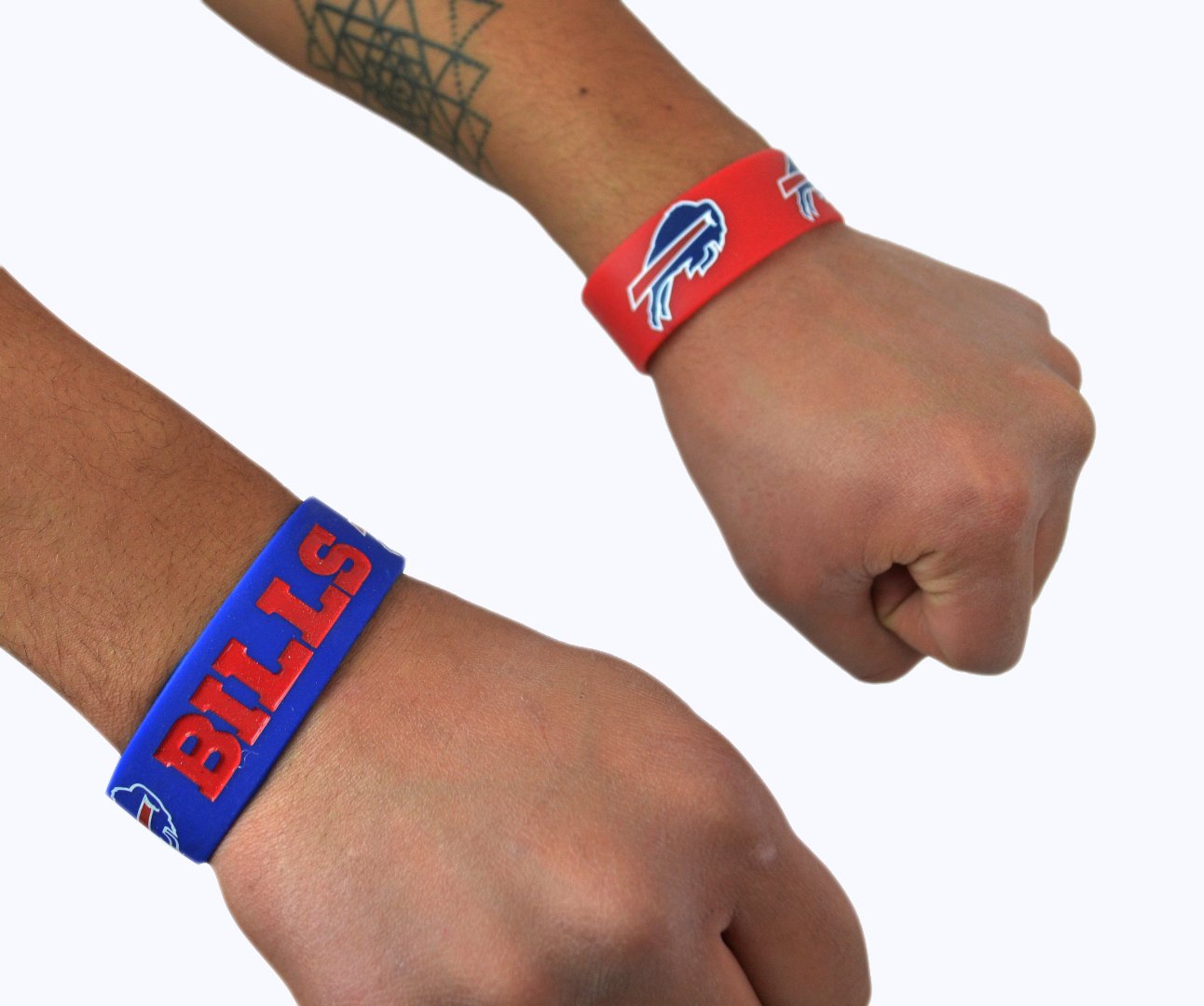 Official National Football League Fan Shop Authentic NFL Earbud Headphones and 2-pack Silicone Rubber Team Wristband Bundle Set