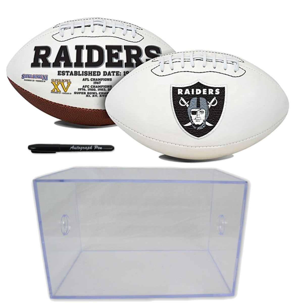Jarden Sports Licensing/Pro-Mold Official National Football League Fan Shop Authentic NFL Signature Series Super Bowl Ball and Display Case. Great Collectible Bundle for the office or Man Cave