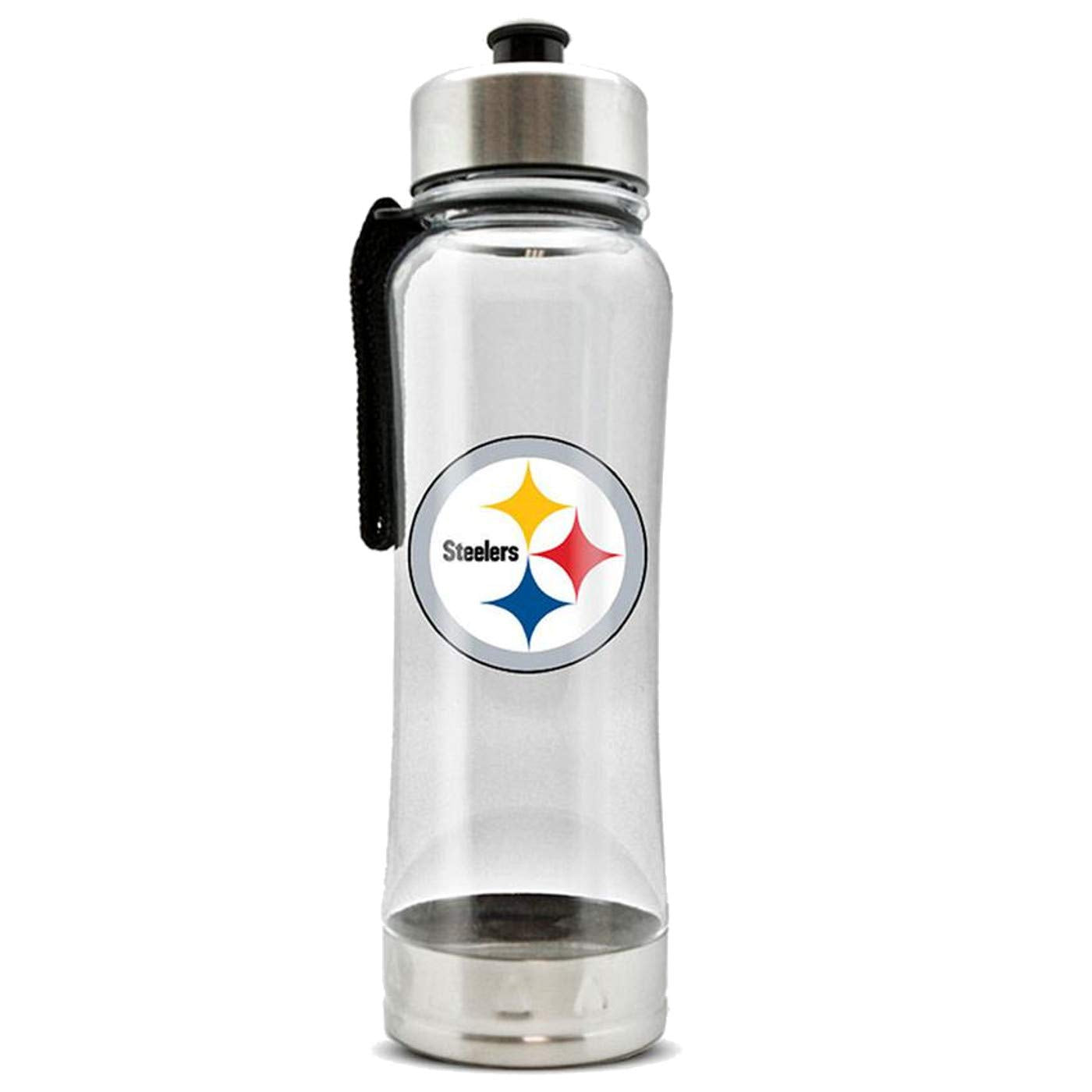 Duck House Official National Football League Fan Shop Authentic 2-Pack NFL Stainless Steel and Clear Clip-On 20oz Stainless Steel Water Bottle Bundle