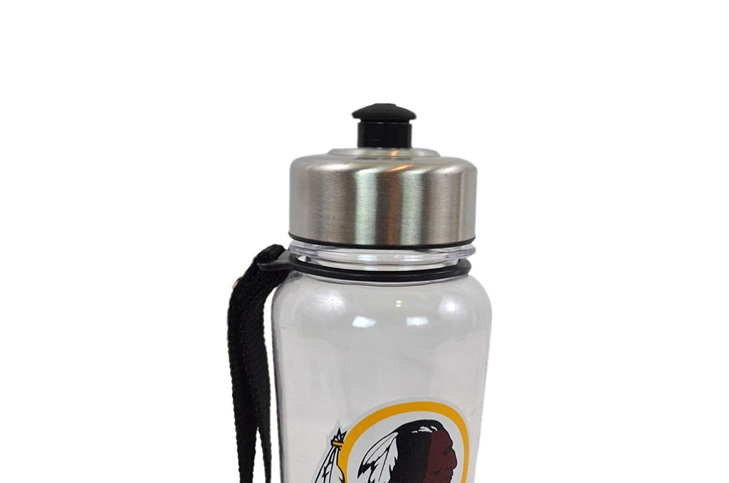 Duck House Official National Football League Fan Shop Authentic 2-Pack NFL Stainless Steel and Clear Clip-On 20oz Stainless Steel Water Bottle Bundle