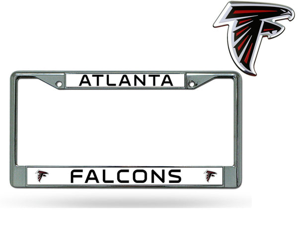 Official National Football League Fan Shop Licensed NFL Shop Authentic Chrome License Plate Frame and Colored Auto Emblem (Atalanta Falcons)