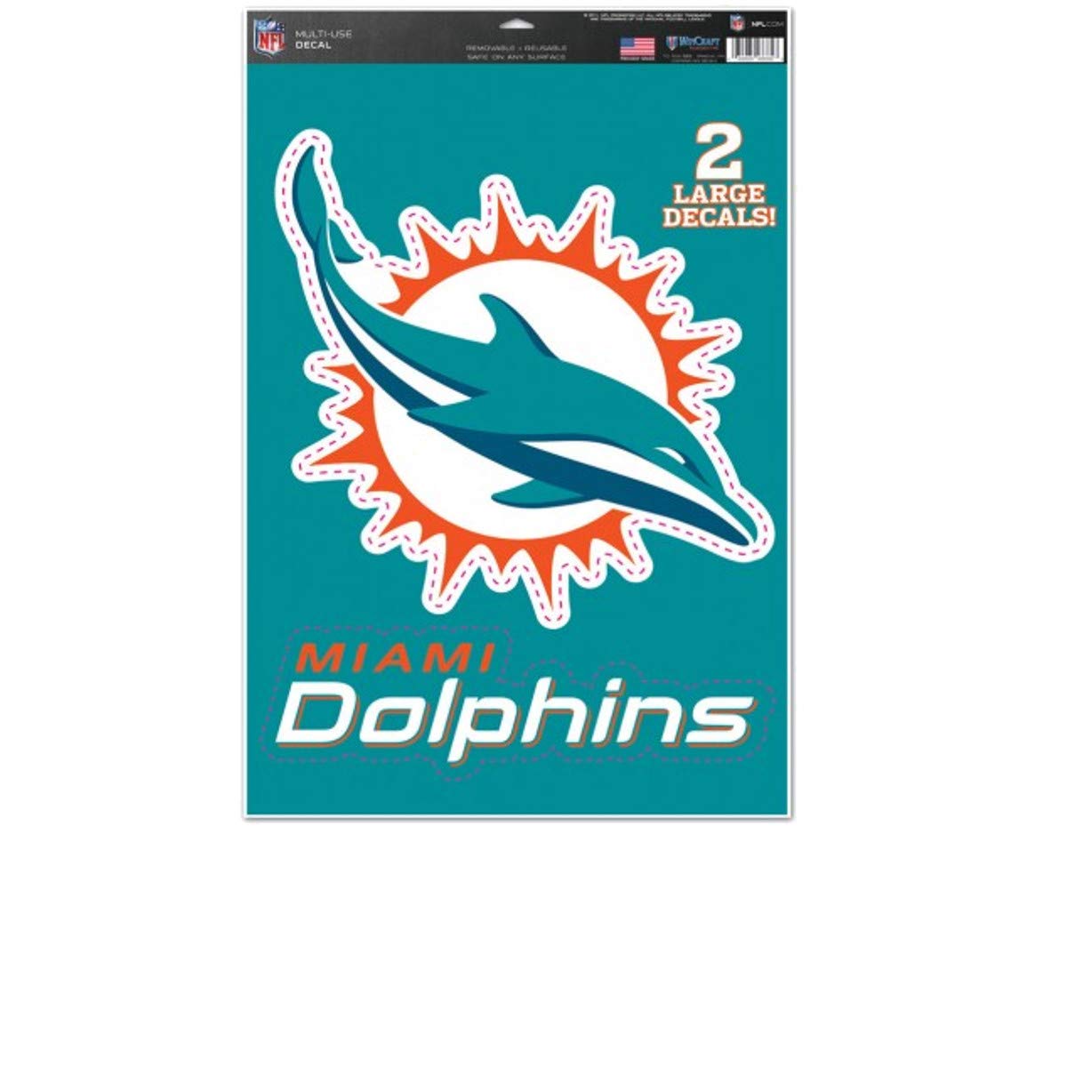 WinCraft NFL Miami Dolphins WCR13044115 Multi-Use Decal, 11" x 17"