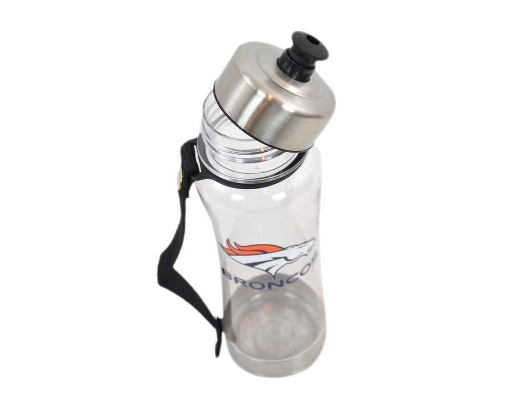 Duck House Official National Football League Fan Shop Authentic 2-Pack NFL Stainless Steel and Clear Clip-On 20oz Stainless Steel Water Bottle Bundle