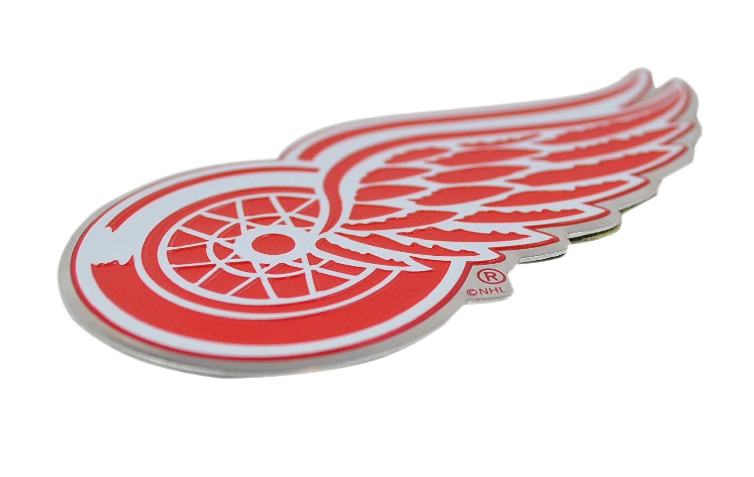 Official National Hockey League Fan Shop Licensed NHL Shop Authentic Chrome License Plate Frame and Chrome Colored Auto Emblem (Detroit Red Wings)
