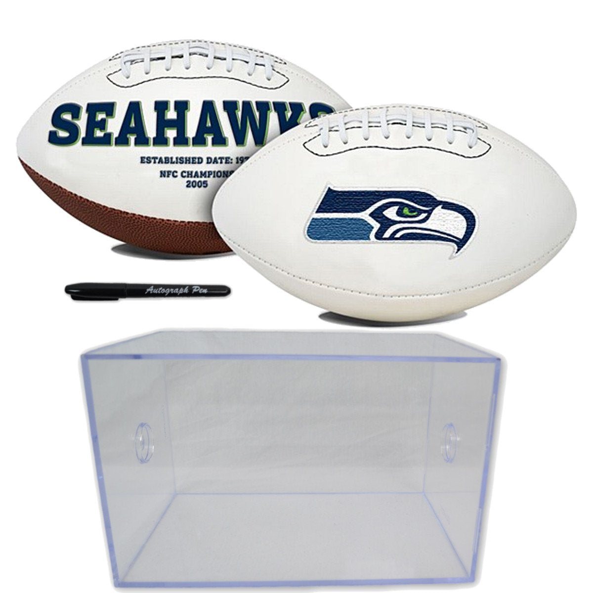 Jarden Sports Licensing/Pro-Mold Official National Football League Fan Shop Authentic NFL Signature Series Super Bowl Ball and Display Case. Great Collectible Bundle for the office or Man Cave