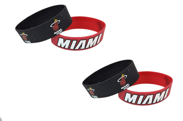 Official National Basketball Association Fan Shop Authentic NBA 4-pack Silicone Rubber Wristbands (Miami Heat)