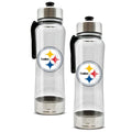 Duck House Official National Football League Fan Shop Authentic 2-Pack NFL Stainless Steel and Clear Clip-On 20oz Stainless Steel Water Bottle Bundle