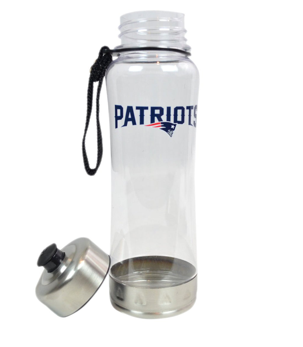 Duck House Official National Football League Fan Shop Authentic 2-Pack NFL Stainless Steel and Clear Clip-On 20oz Stainless Steel Water Bottle Bundle