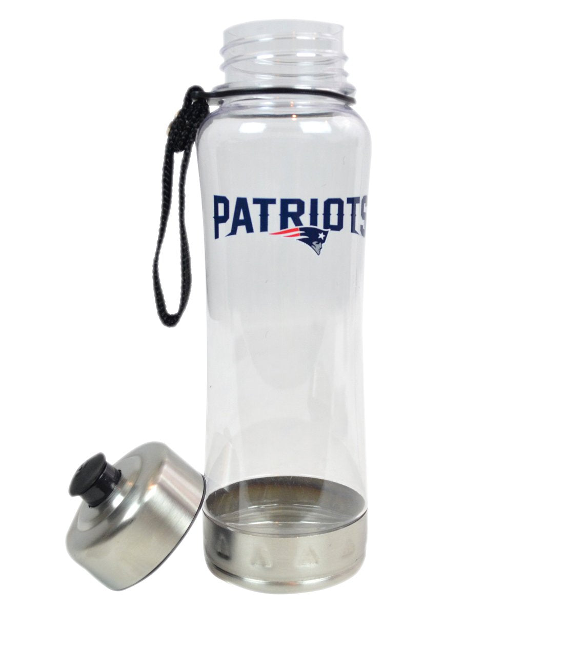 Duck House Official National Football League Fan Shop Authentic 2-Pack NFL Stainless Steel and Clear Clip-On 20oz Stainless Steel Water Bottle Bundle