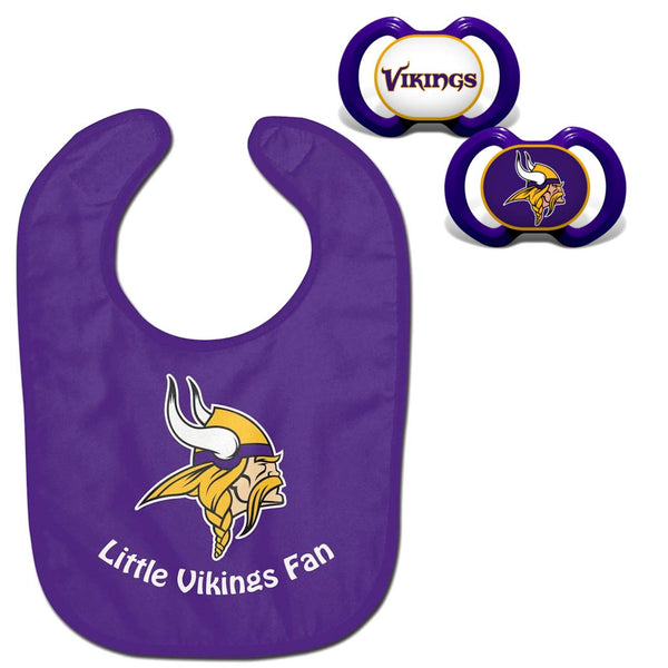 Official NFL Fan Shop Authentic Baby Pacifier and Bib Bundle Set. Start Out Early in Joining The Fan Club and Show Support for Your Favorite Football Team