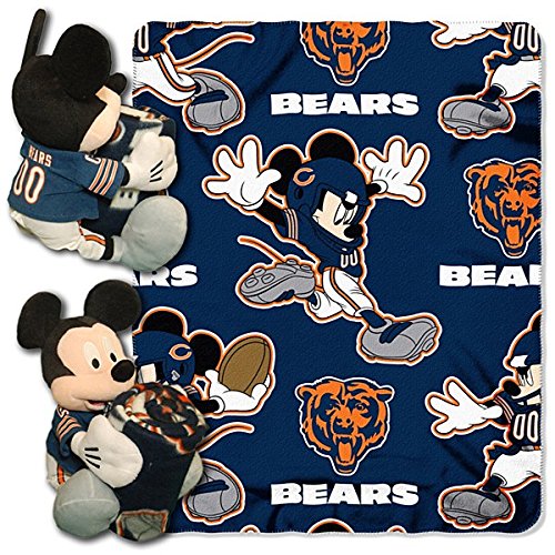 Official National Football League and Disney Fan Shop Authentic NFL Mickey Mouse Hugger Stuff Toy, Blanket and 5-piece Dinner or Lunch Set Bundle